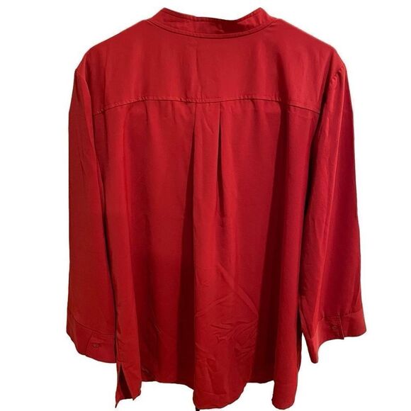 Chicos Tunic Womens 4 (20-22W) Epaulette-Detail Brick Red Drapey Flowy Career - Picture 2 of 7